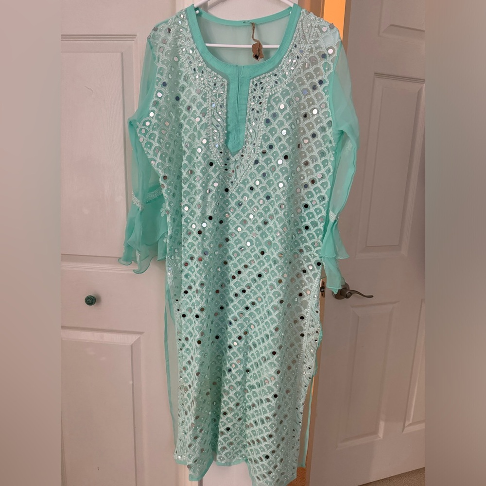 Brand new mirror work chiffon  shirt